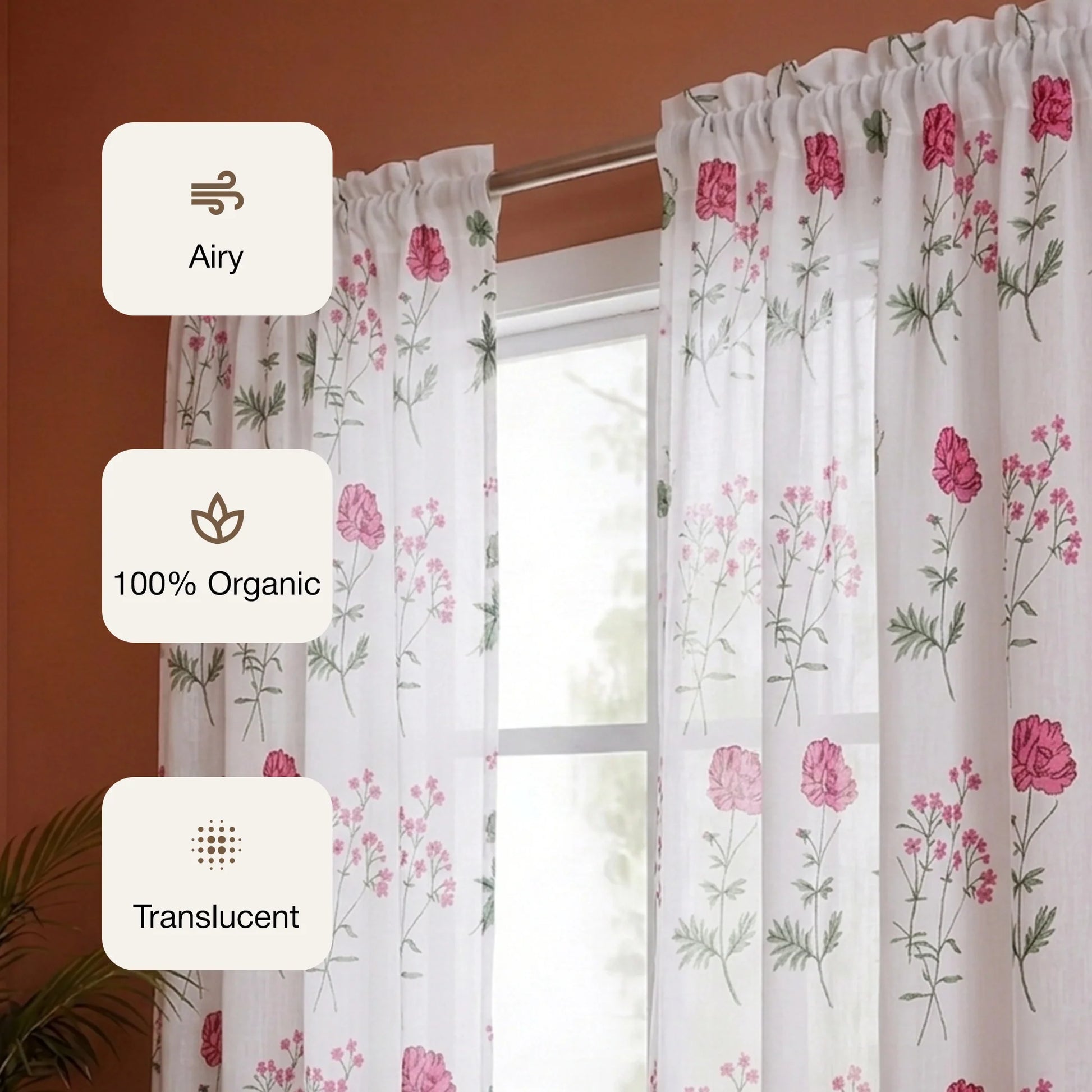 Imprimer Rosachic - Printed Sheer Curtain (Multicolor)-2