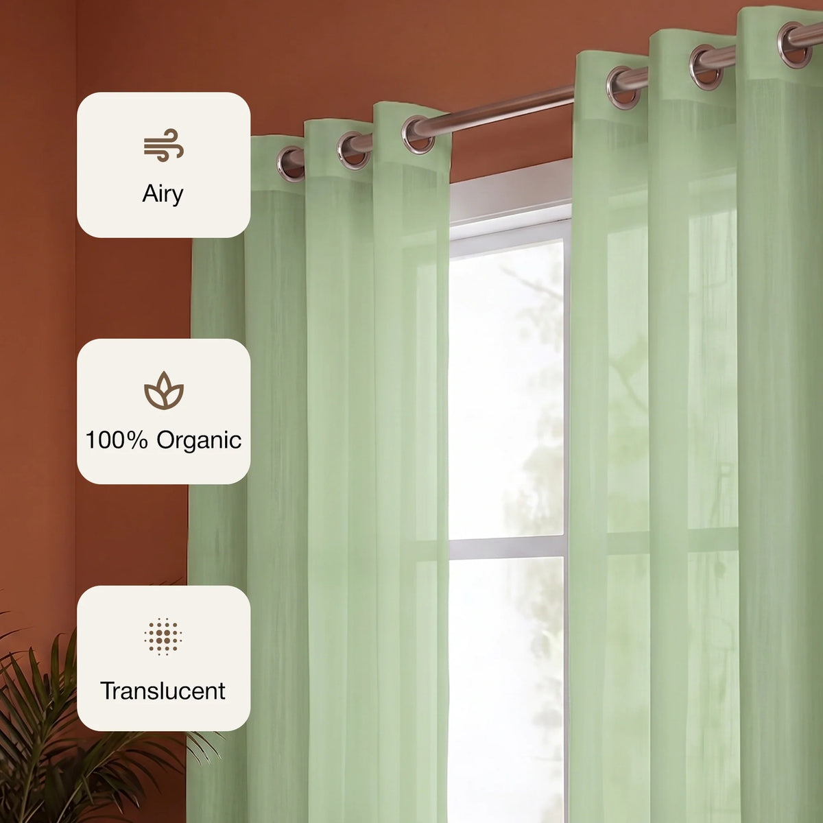 Fort Absolute - Solid Sheer Curtain (Mint Green)