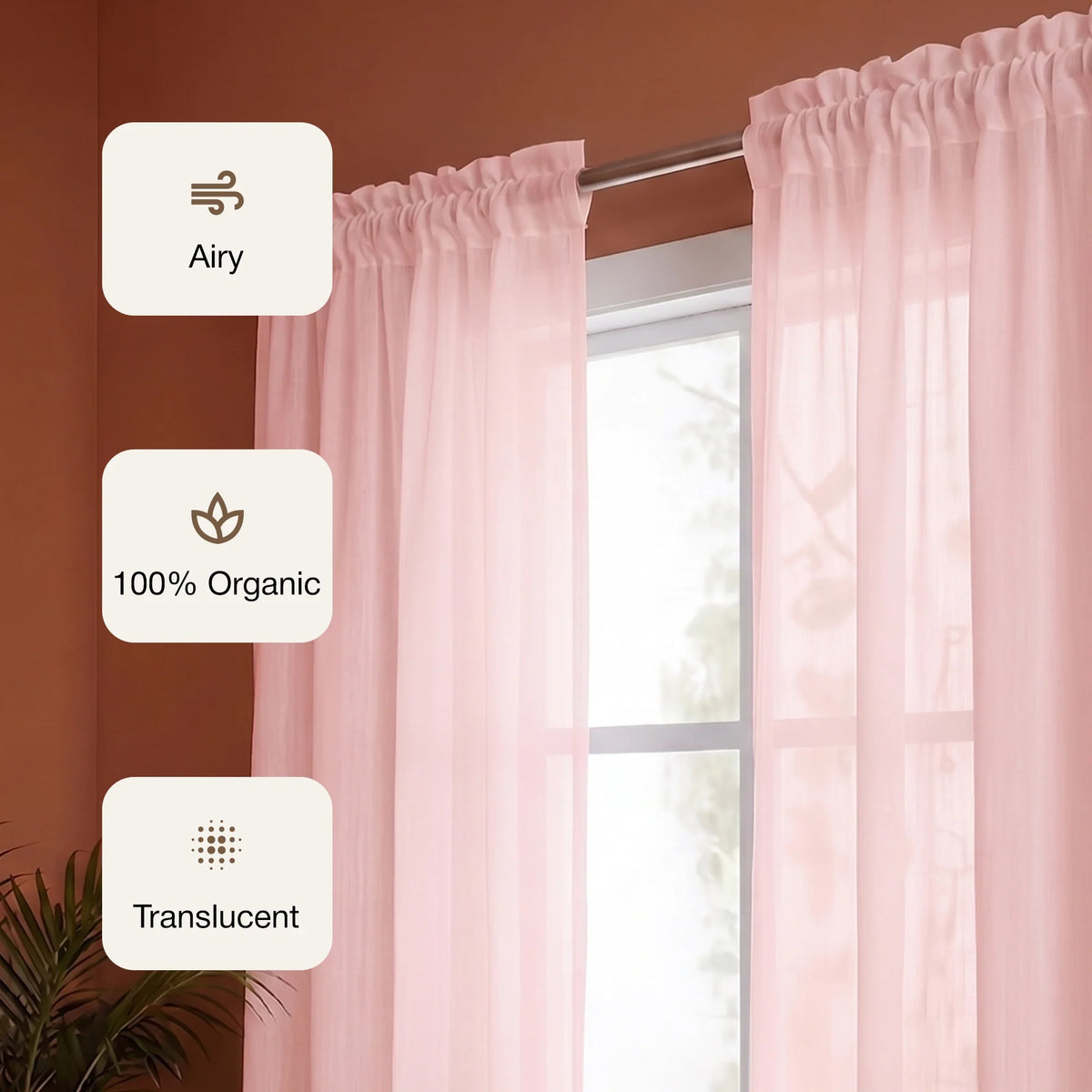 Fort Absolute - Rod Pocket Pink Sheer Curtain