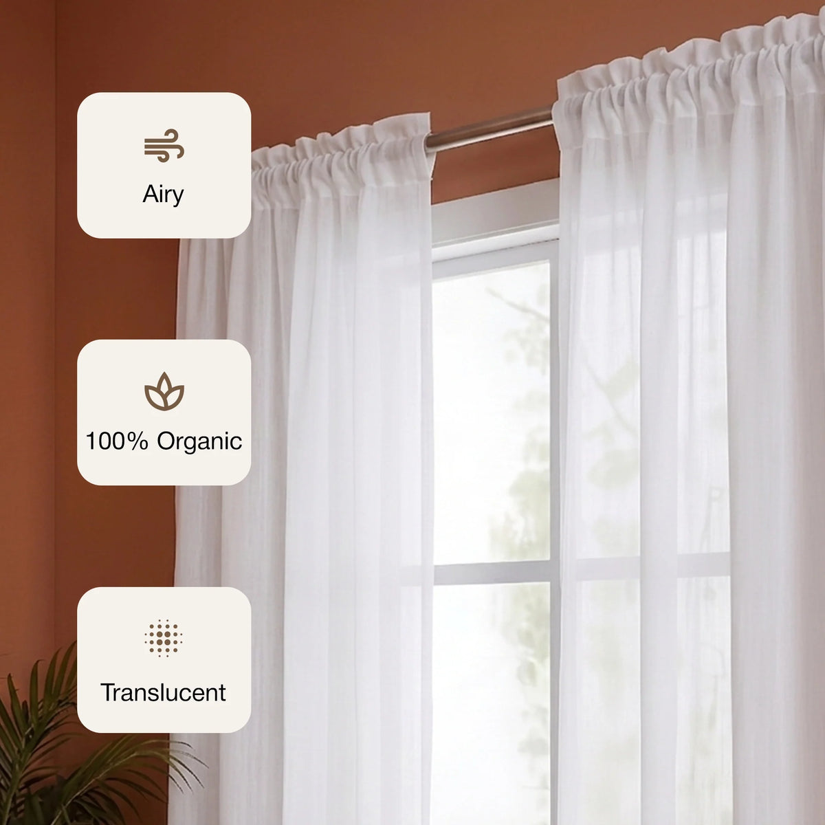 Fort Absolute - Rod Pocket White Sheer Curtain