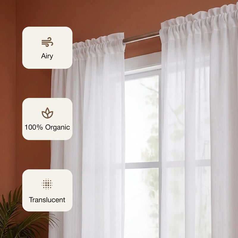 Fort Absolute - Rod Pocket White Sheer Curtain-2