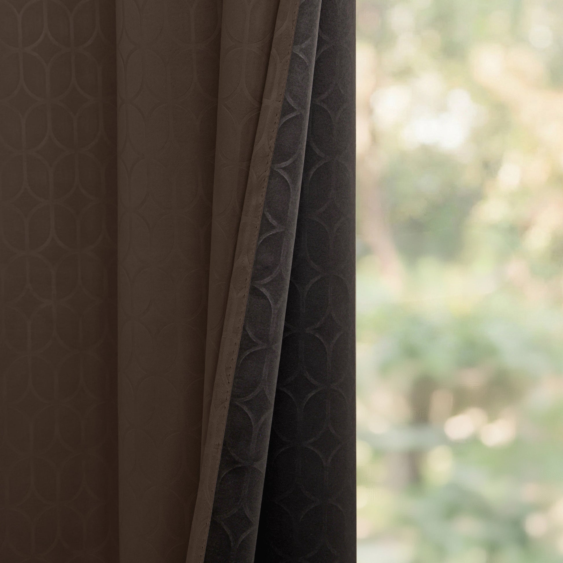Brown Solid Eyelet Curtain-4