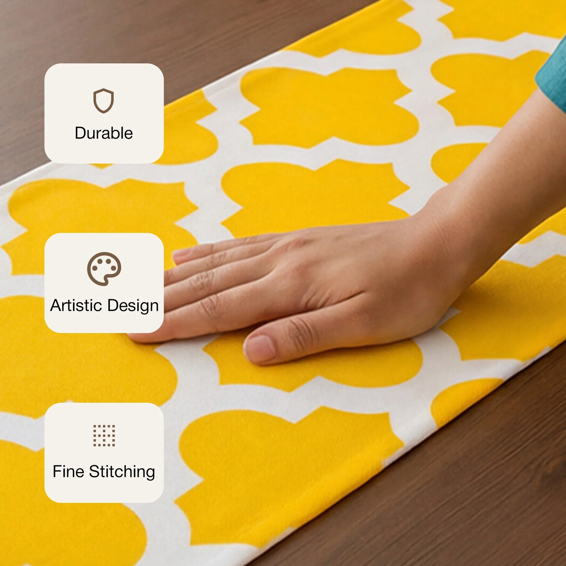 Imprimer Quatrefoil - Printed Dining Table Runner (Yellow)-3