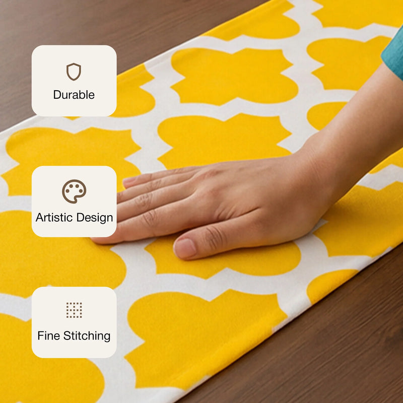 Imprimer Quatrefoil - Printed Dining Table Runner (Yellow)-3
