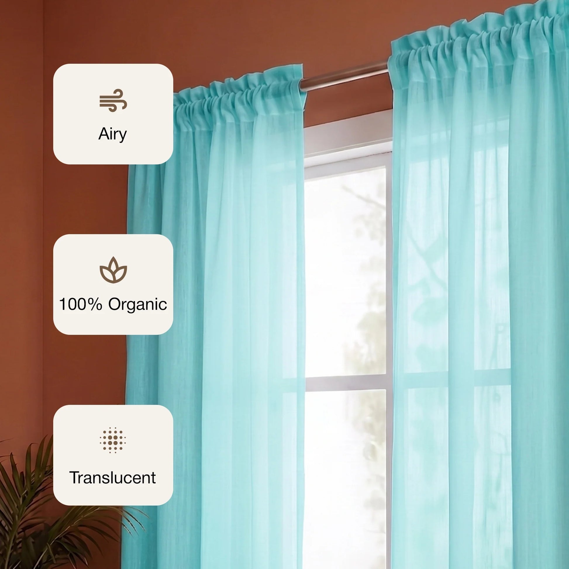 Fort Absolute - Rod Pocket Celeste Sheer Curtain-2