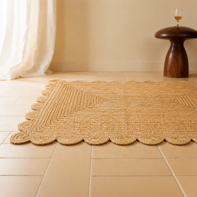 Natural Scalloped Jute Area Rug - Rectangular-10