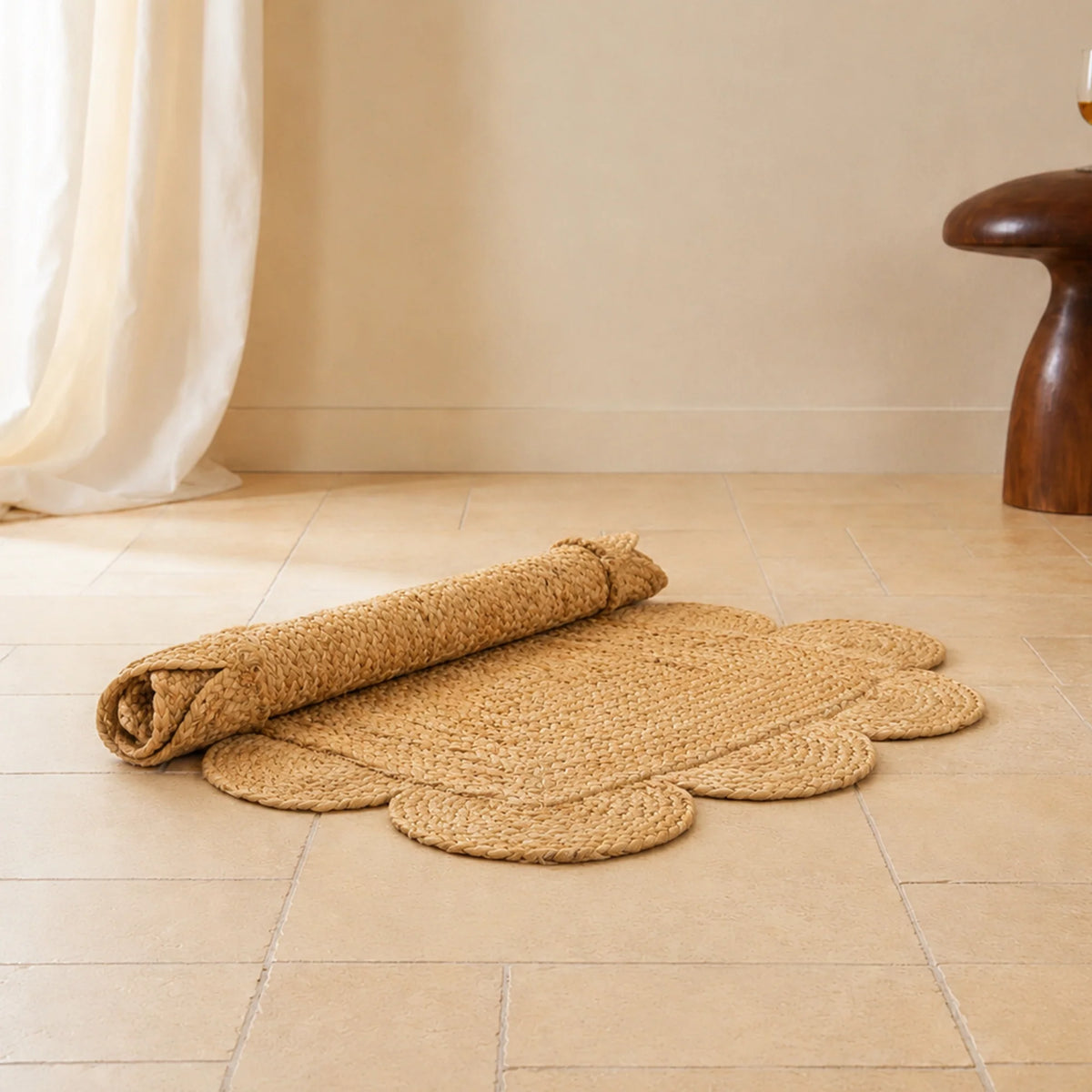 Natural Scalloped Jute Area Rug - Rectangular-4