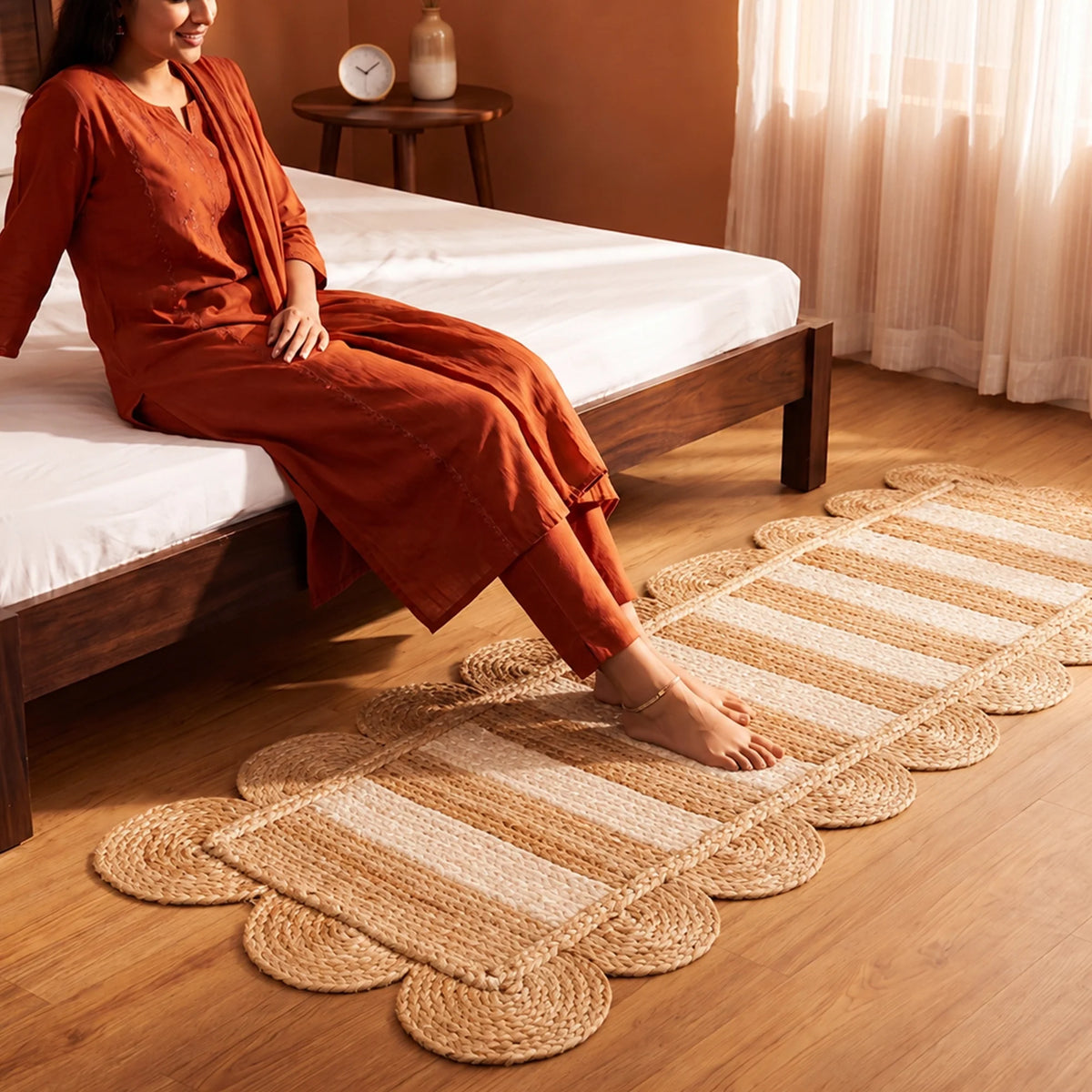 Scalloped Stripe Jute Area Rug - Rectangular-36