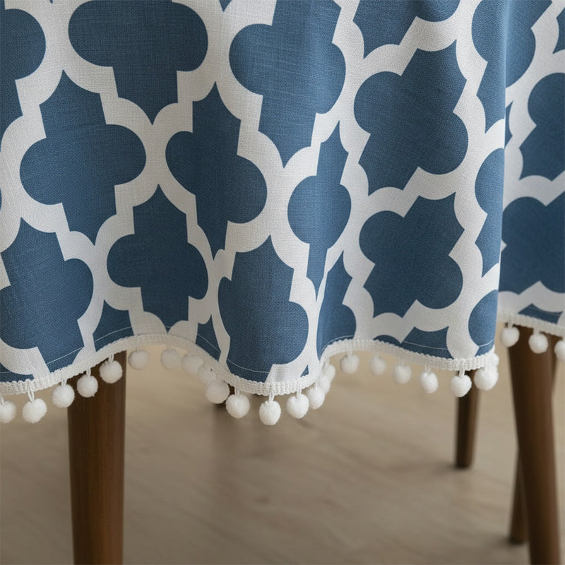 Cotton Quatrefoil Printed Dining Table Cover-9