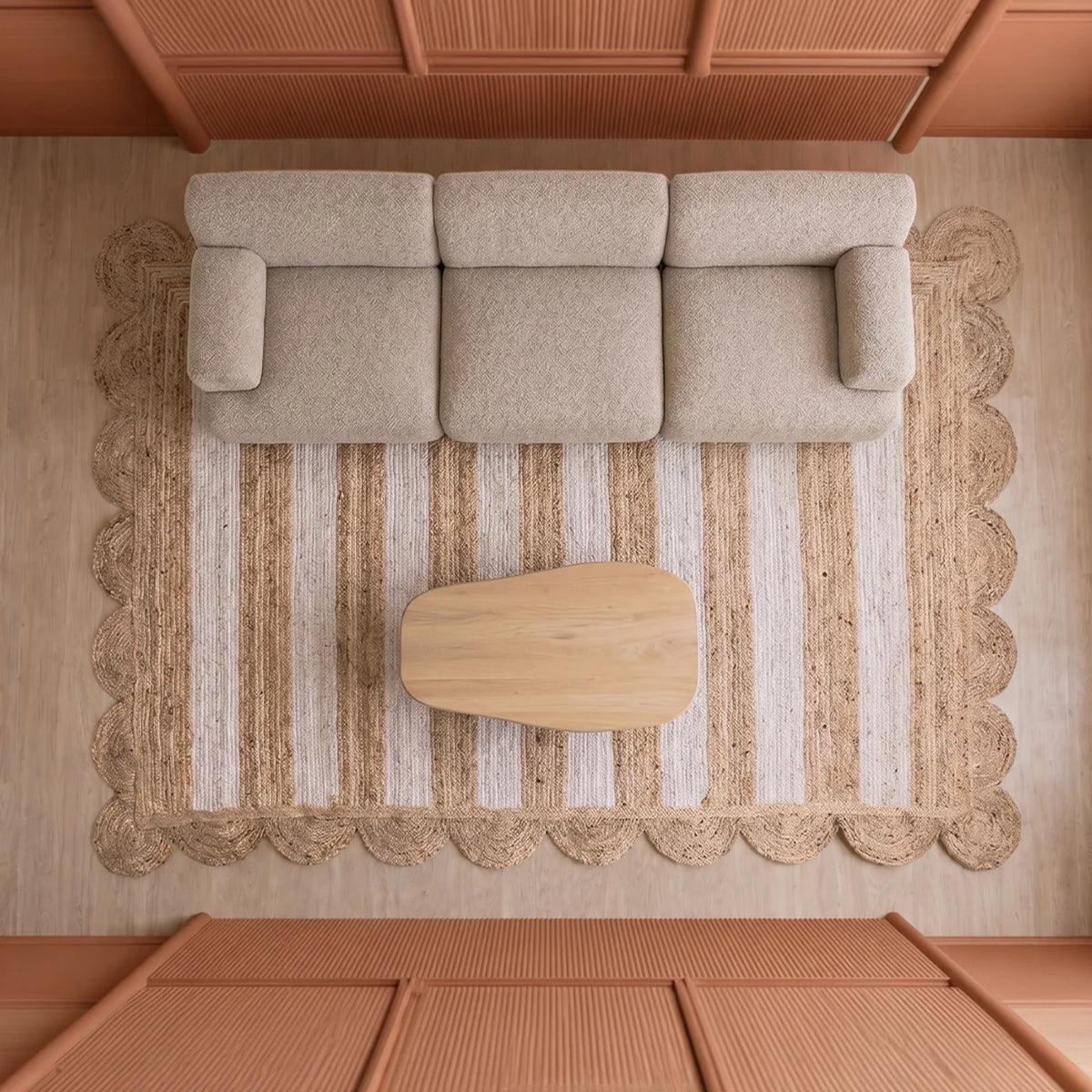 Scalloped Stripe Jute Area Rug - Rectangular-29