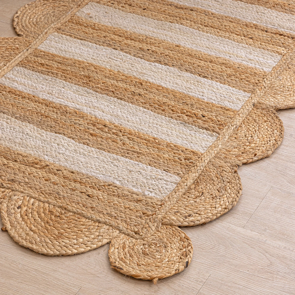 Scalloped Stripe Jute Area Rug - Rectangular-4