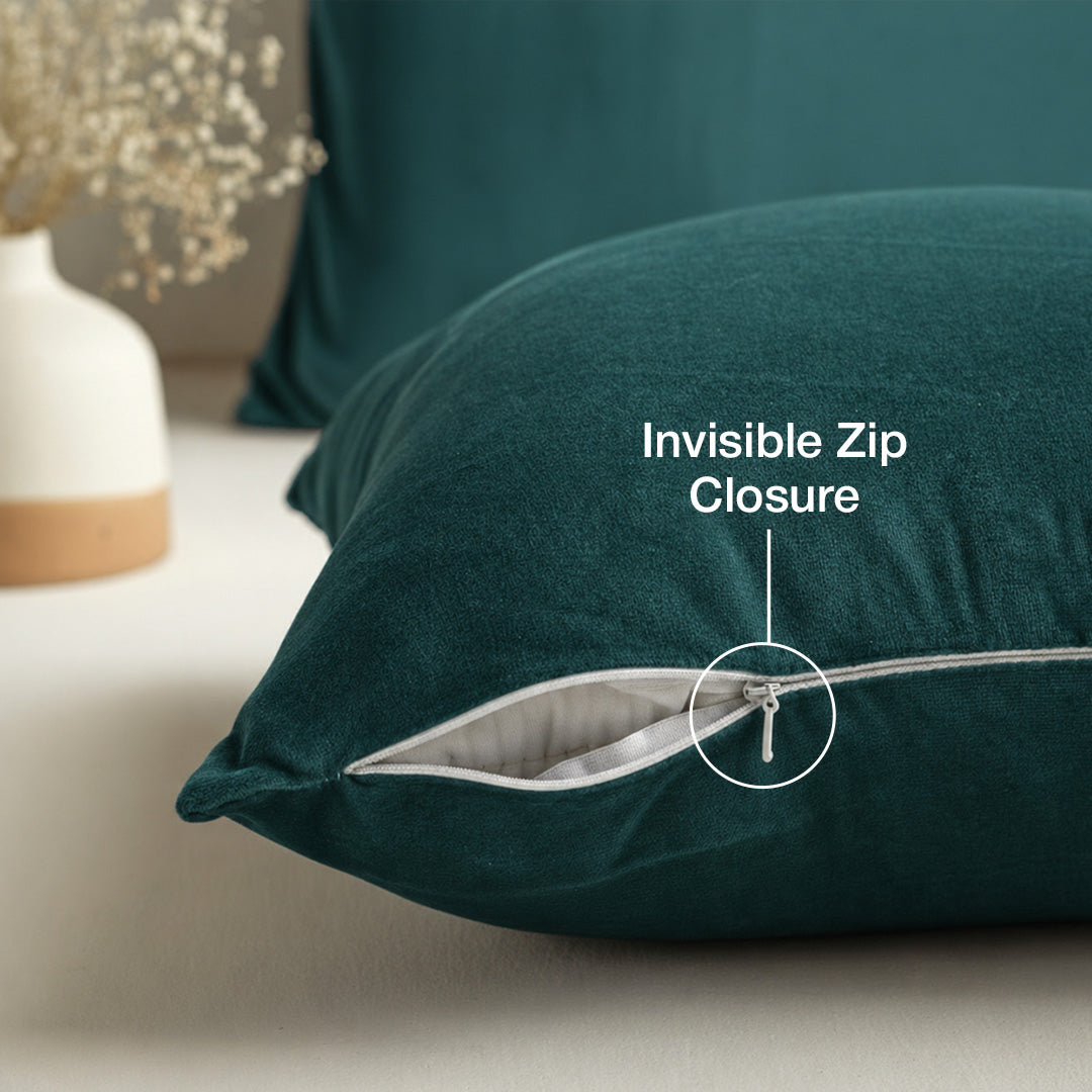 Fort Royal - Velvet Solid Dye Cushion Cover (Rama Green)-4