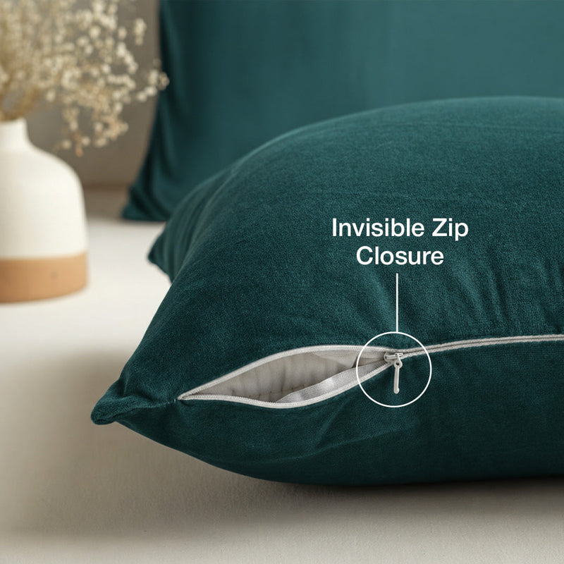 Fort Royal - Velvet Solid Dye Cushion Cover (Rama Green)-4
