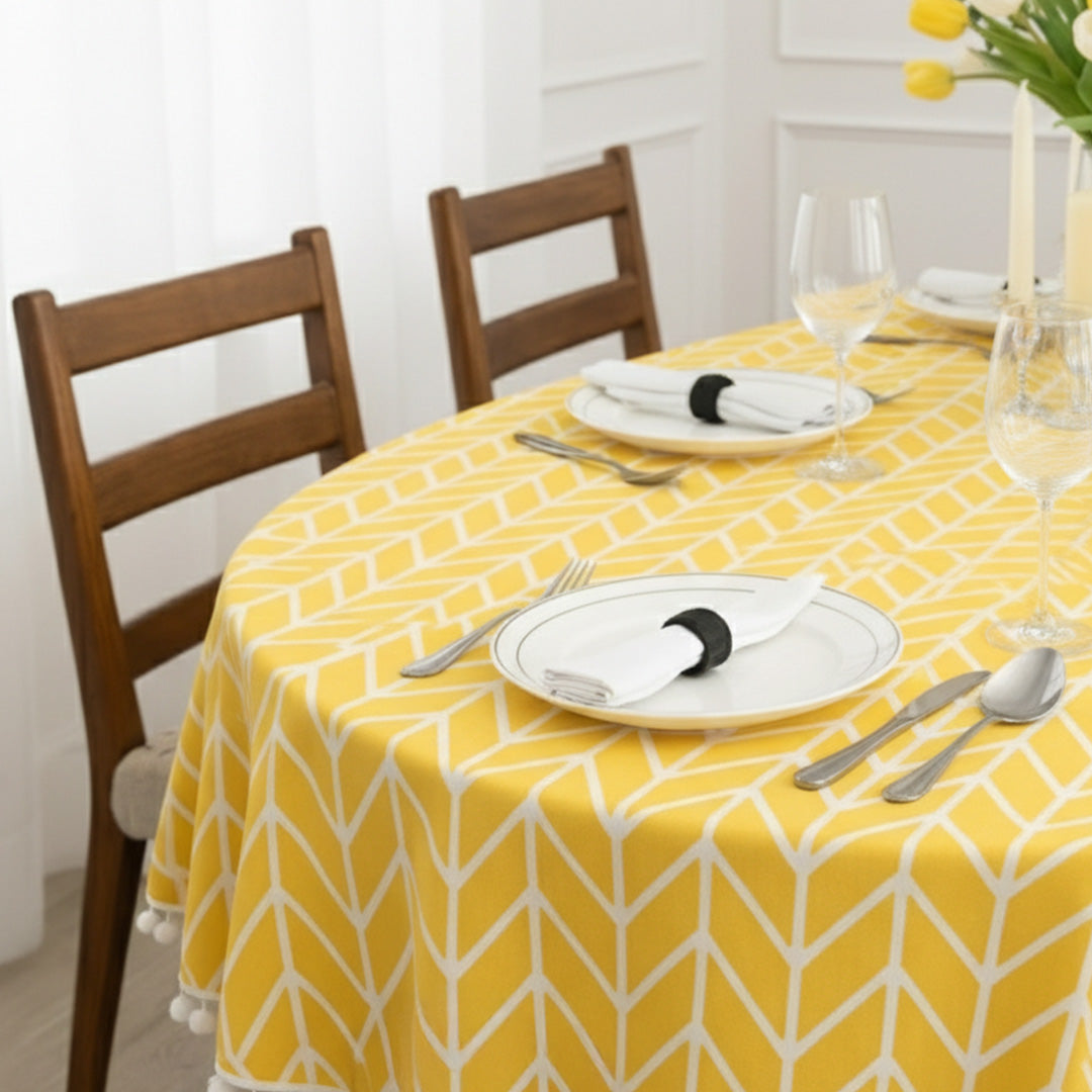 Cotton Quatrefoil Printed Dining Table Cover-3