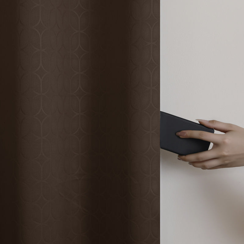 Brown Solid Eyelet Curtain-5