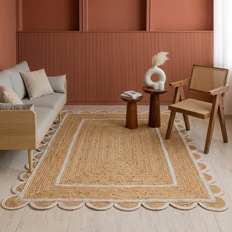 Scalloped Border Jute Area Rug - Rectangular-14
