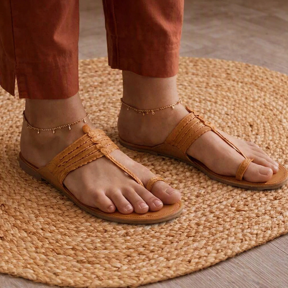 Solid Braided Jute Area Rug - Oval-10