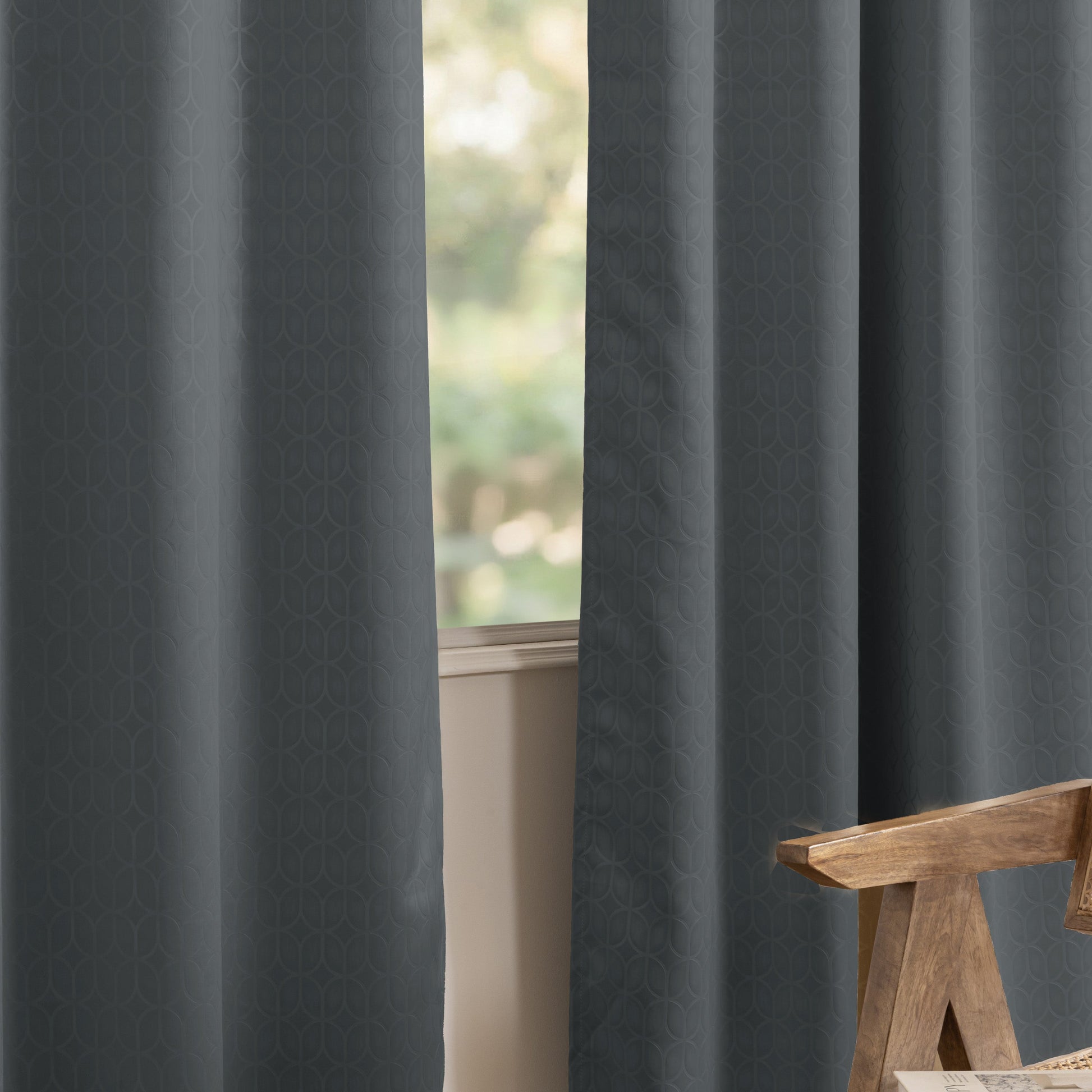 Grey Rod Pocket Solid Curtain-4