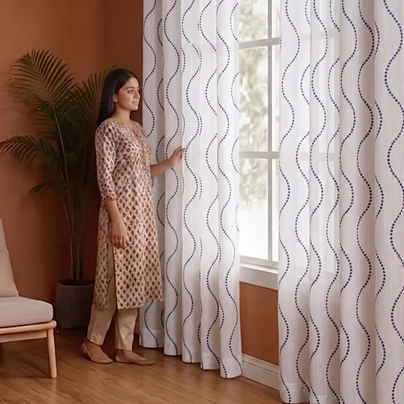 Imprimer Wavy Rhythm - Sheer Curtain-5