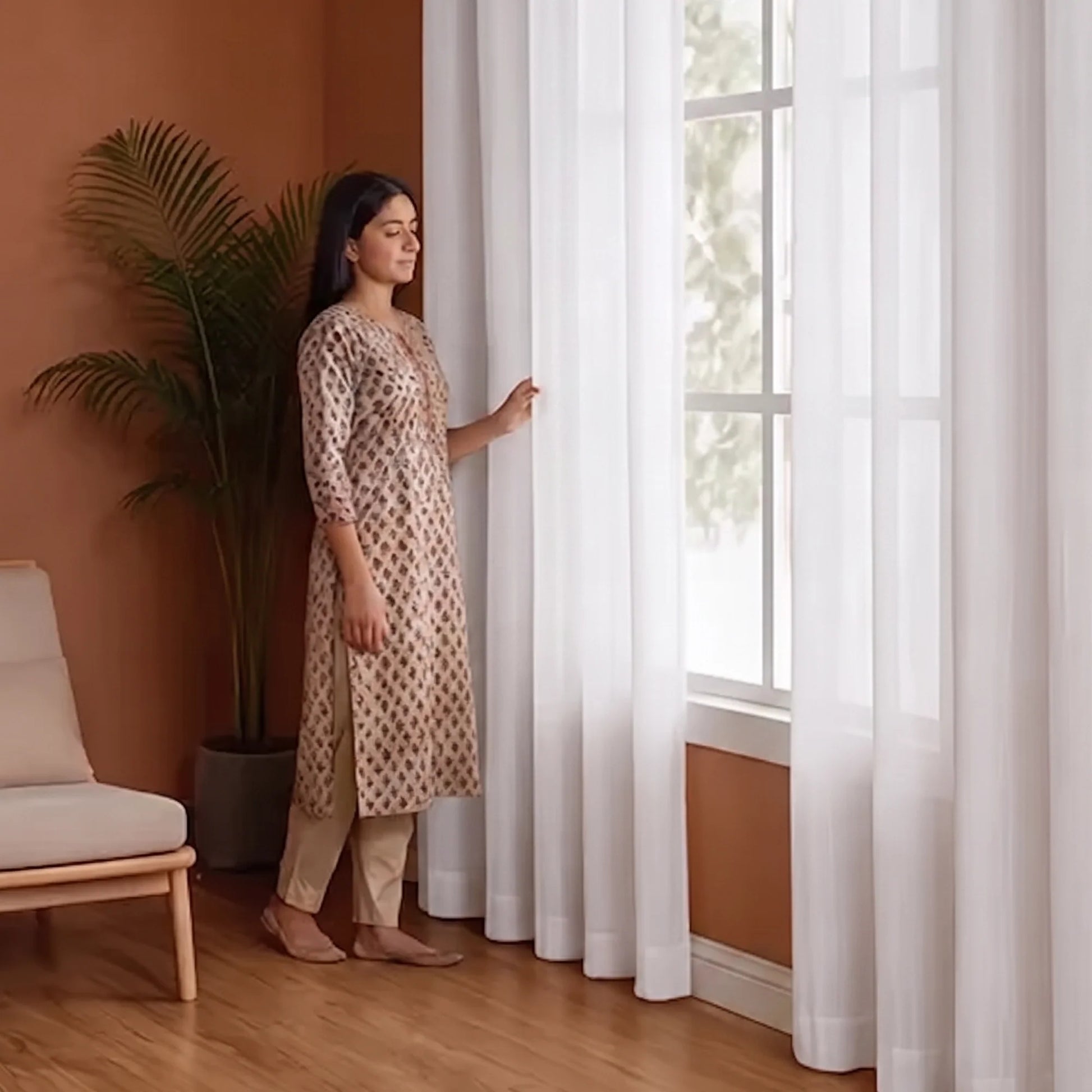 Fort Absolute - Rod Pocket White Sheer Curtain-3