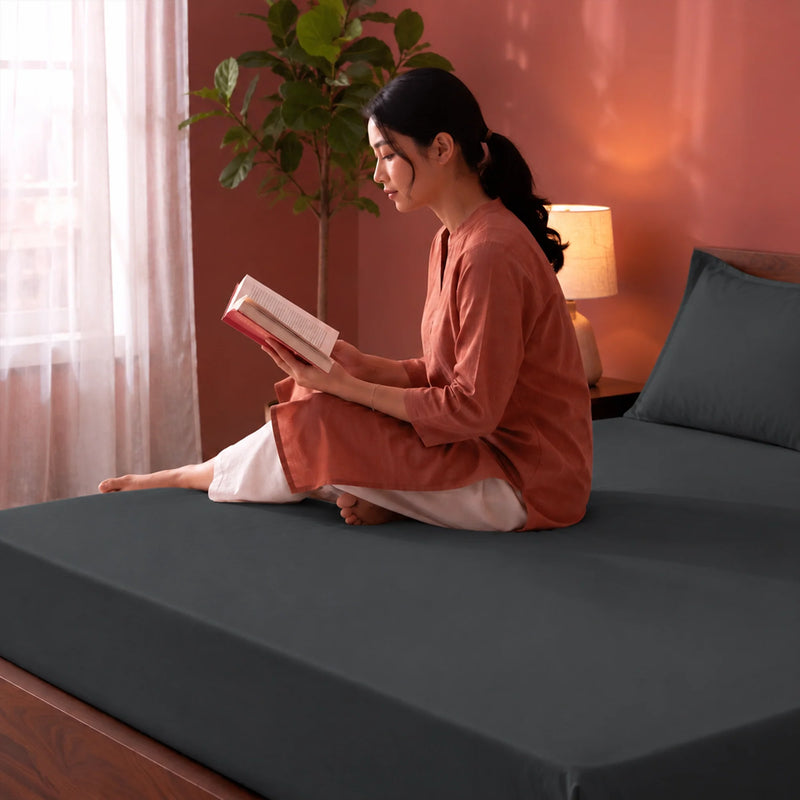 Fort Sublime - Solid Fitted Bedsheet (Dark Grey)-4