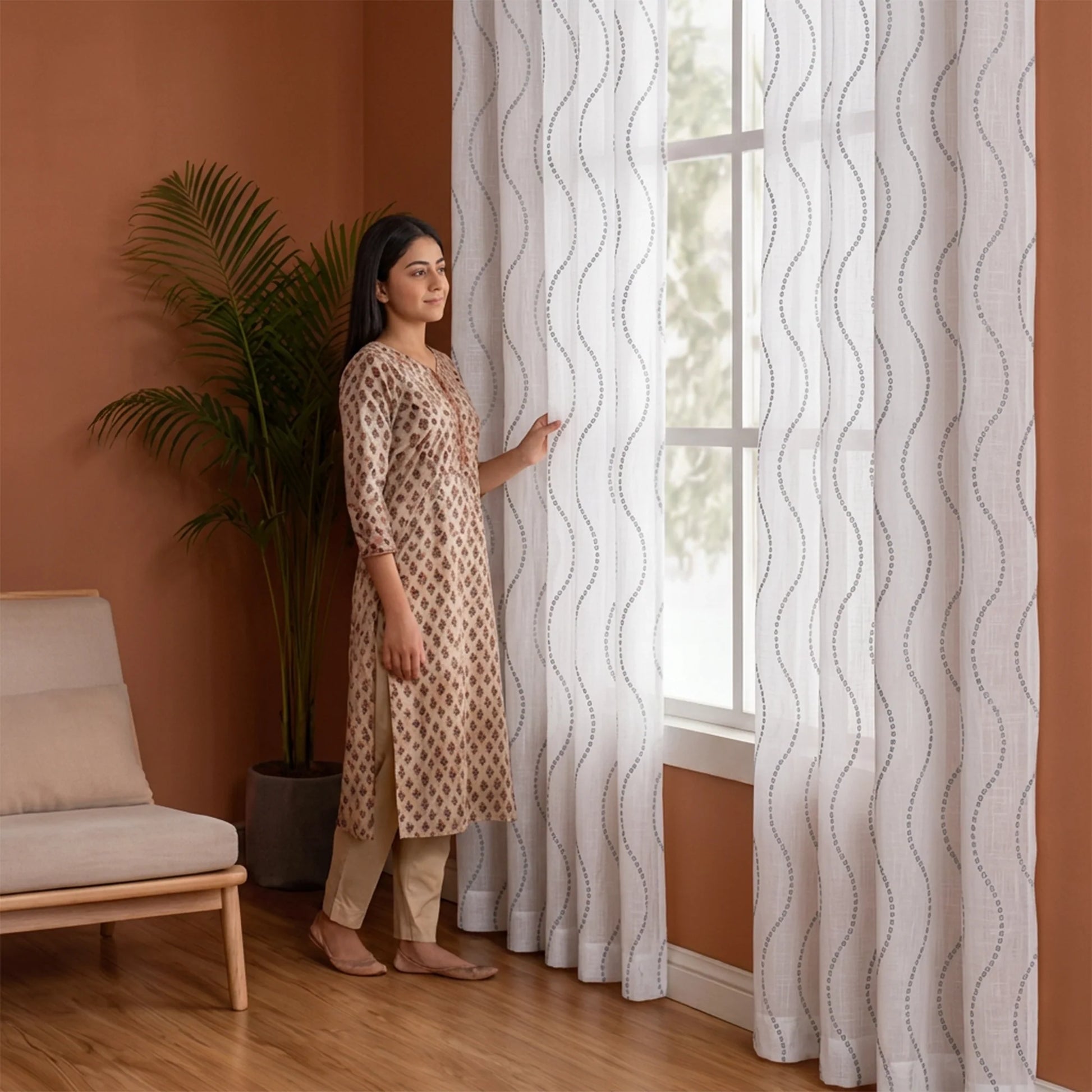 Imprimer Wavy Rhythm - Sheer Curtain-5