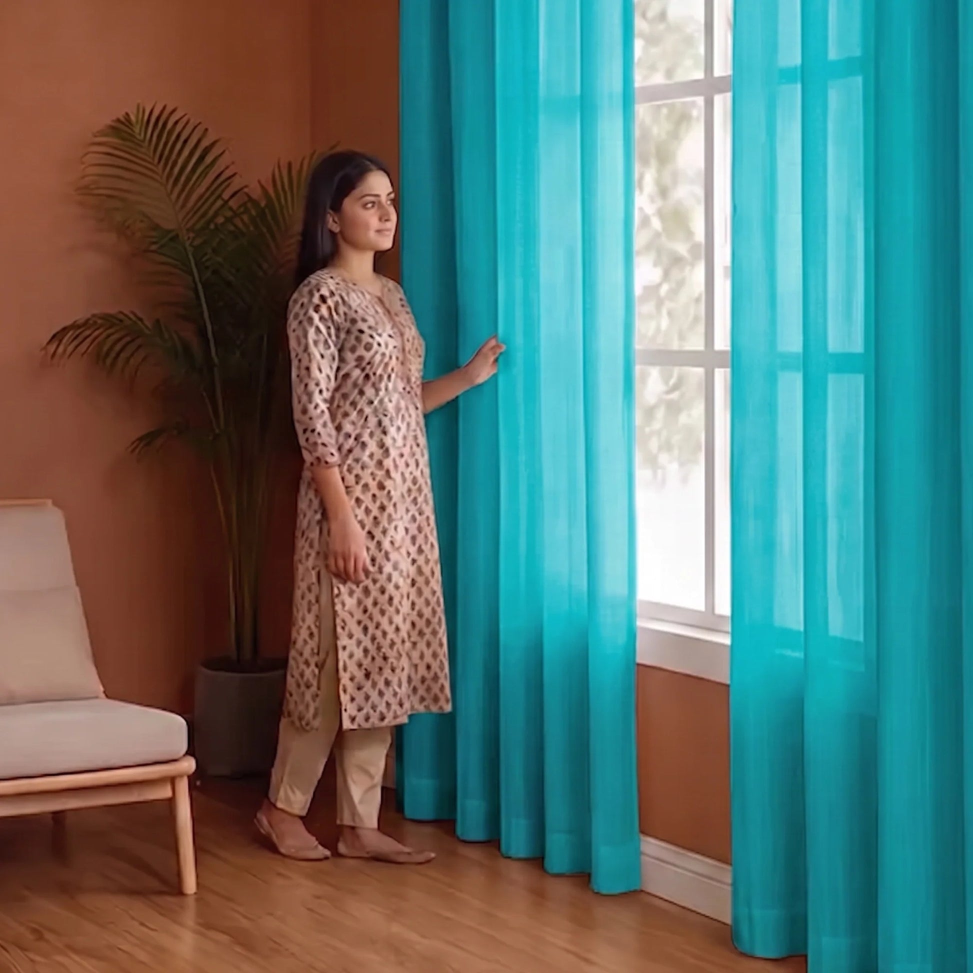 Fort Absolute - Blue Sheer Curtain-4