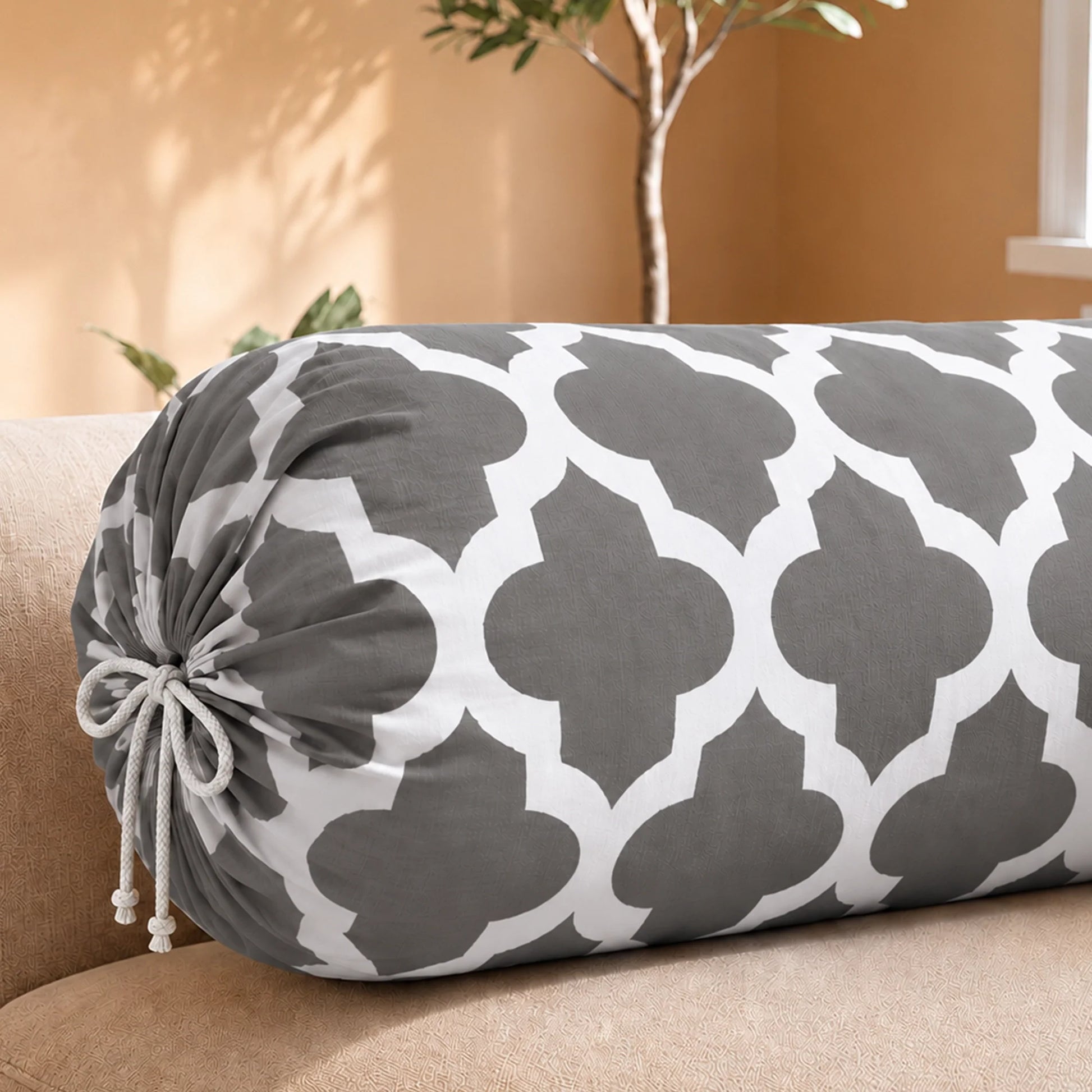 Imprimer Quatrefoil - Printed Bolster Cover (Grey)-2