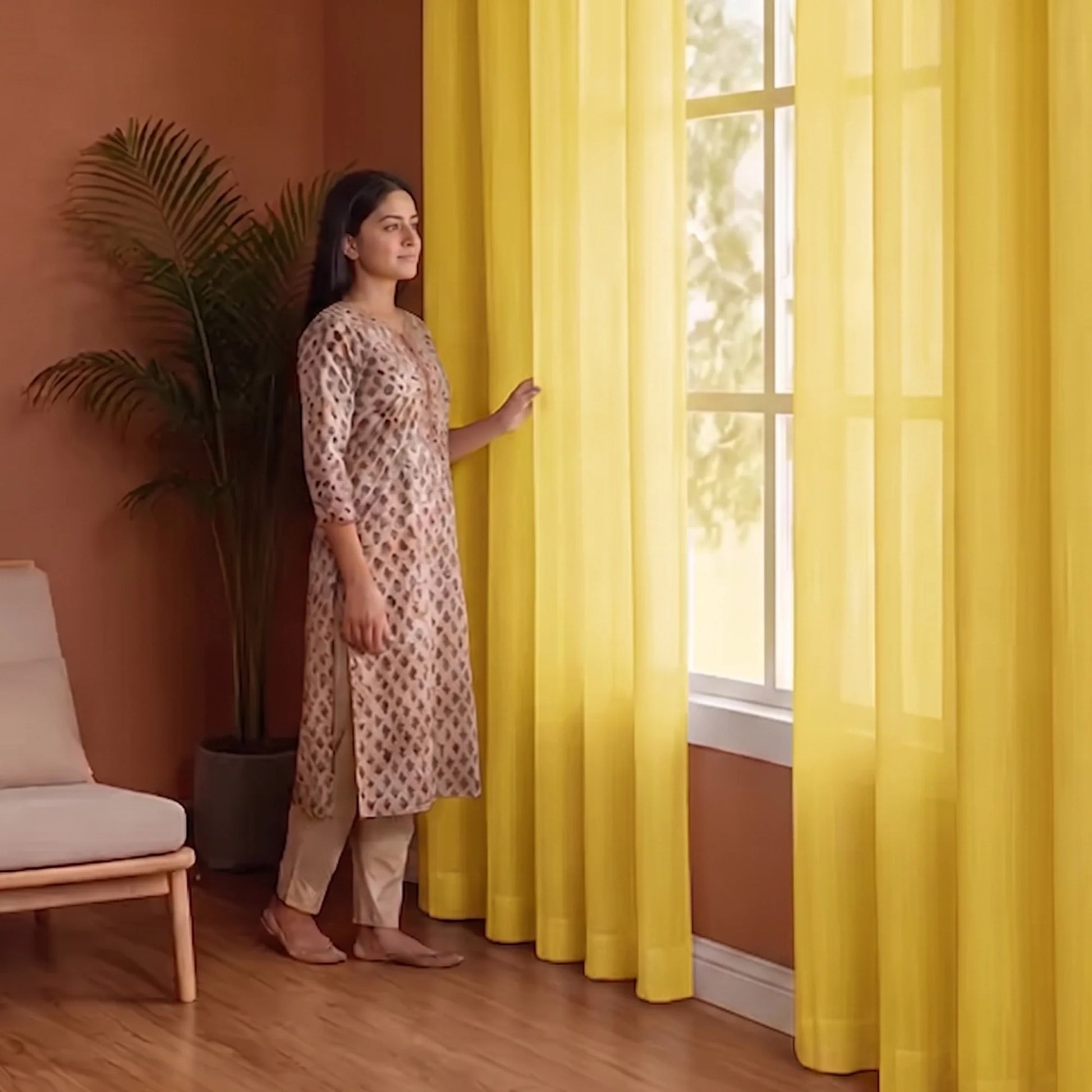 Fort Absolute - Yellow Sheer Curtain-3