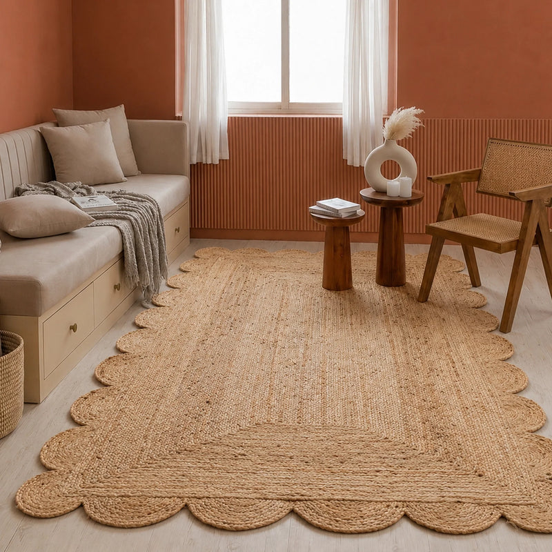Natural Scalloped Jute Area Rug - Rectangular-23