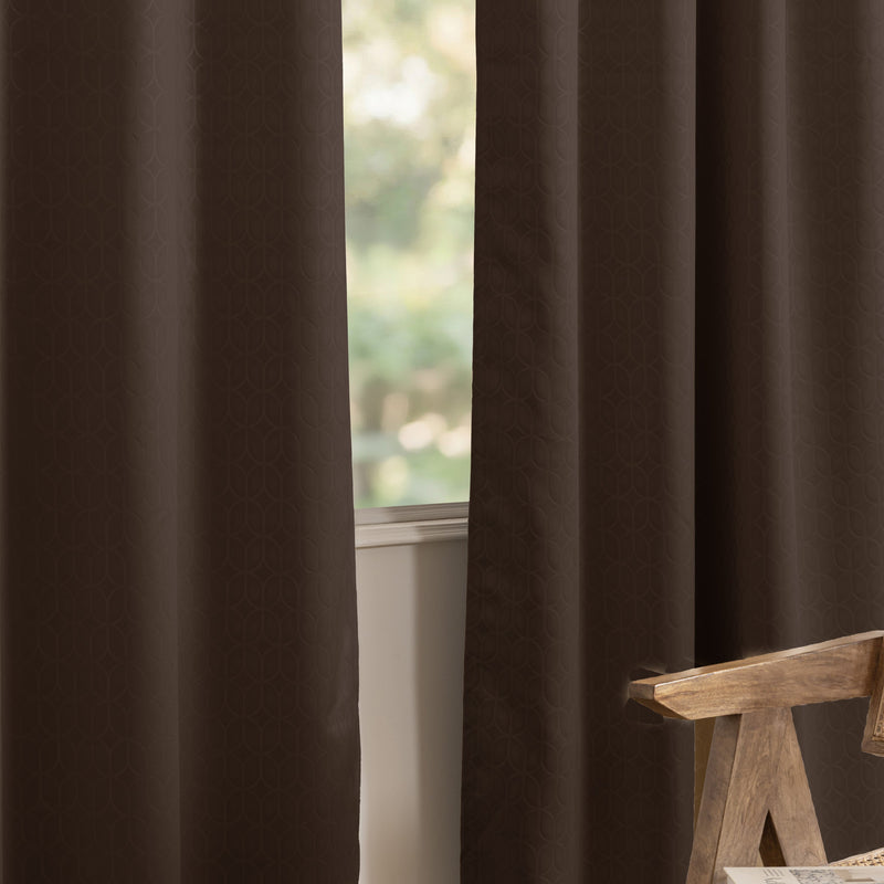 Brown Rod Pocket Solid Curtain-4