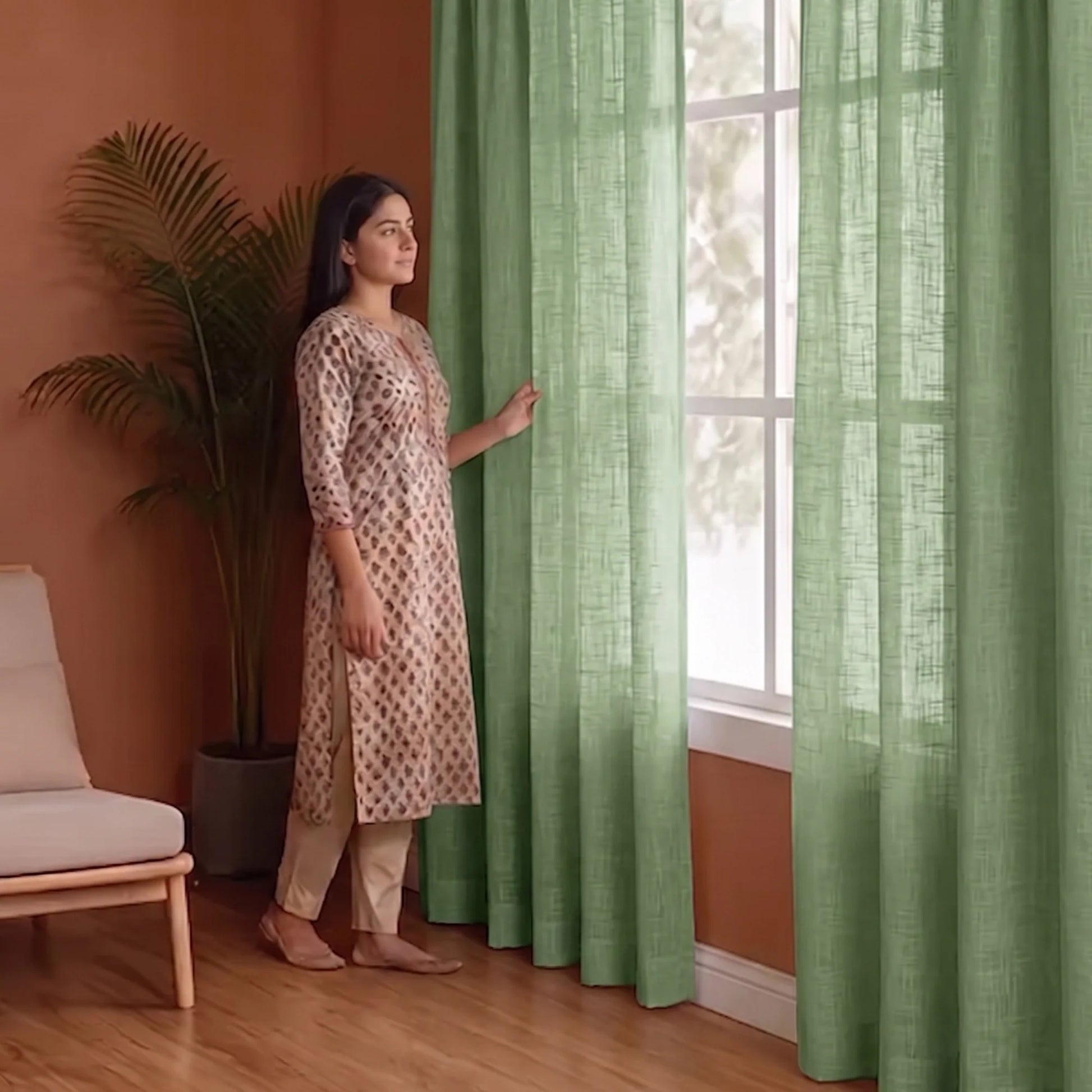 Fort Absolute - Rod Pocket Mint Green Sheer Curtain-3