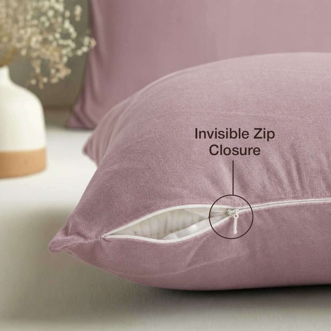 Fort Royal - Velvet Solid Dye Cushion Cover (Lavender)-4