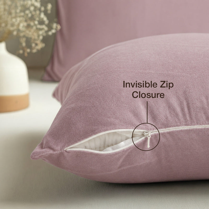 Fort Royal - Velvet Solid Dye Cushion Cover (Lavender)-4