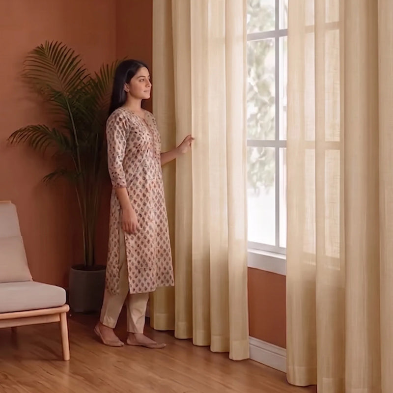 Fort Absolute - Rod Pocket Beige Sheer Curtain-3
