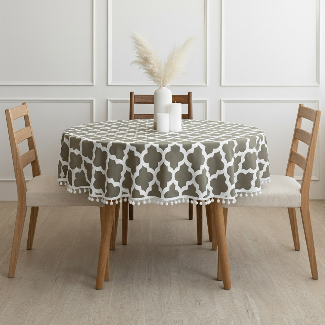 Cotton Quatrefoil Printed Dining Table Cover-12