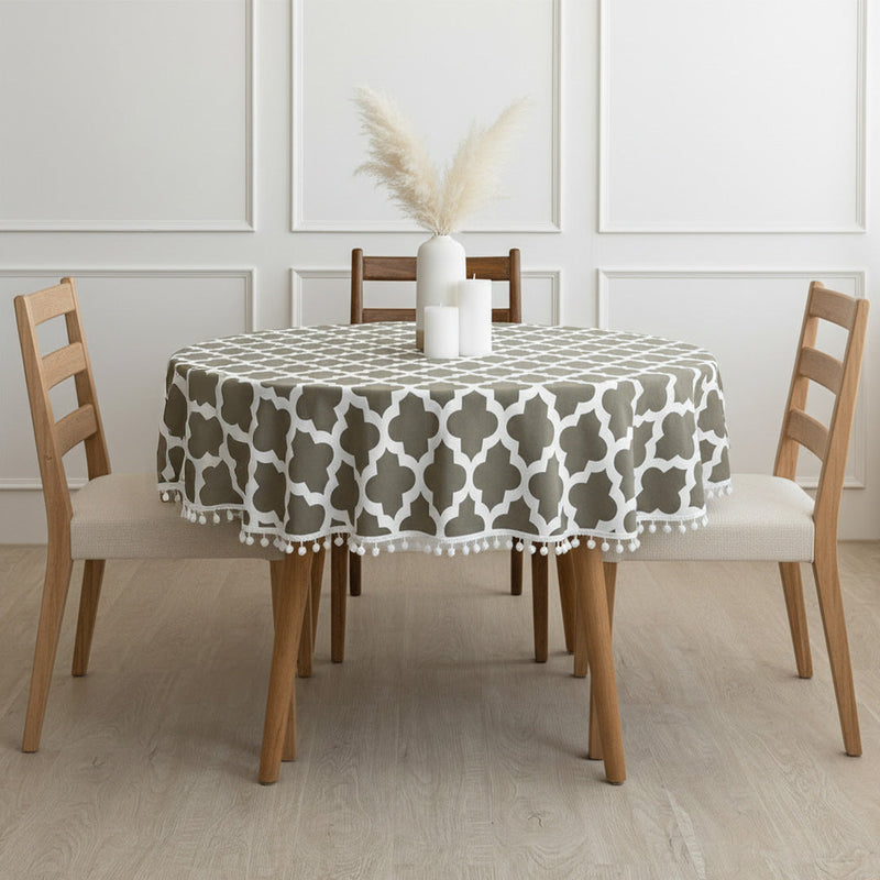 Cotton Quatrefoil Printed Dining Table Cover-12