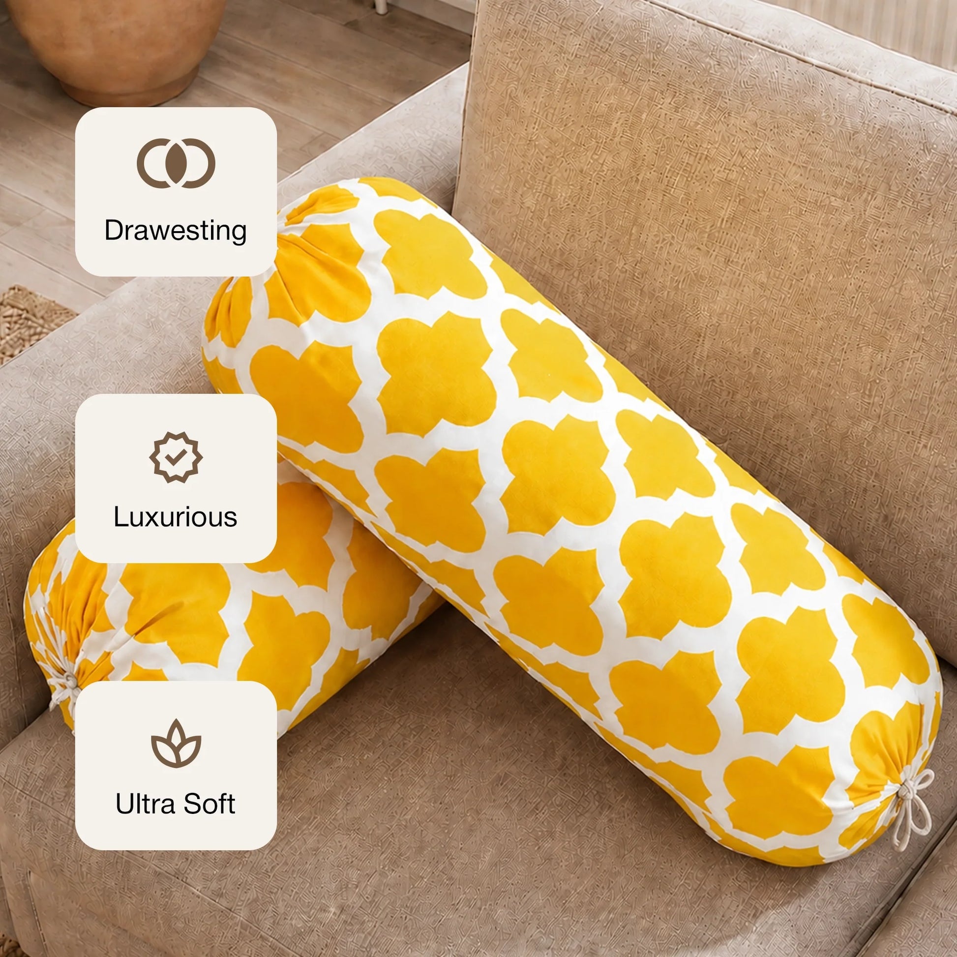 Imprimer Quatrefoil - Printed Bolster Cover (Yellow)-5