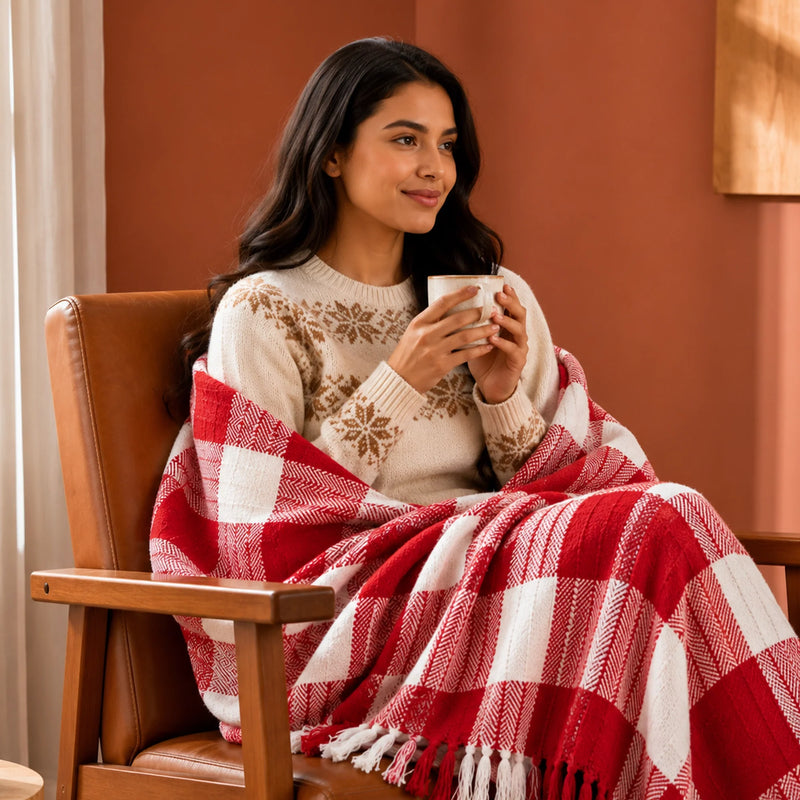 Breton Red Harlequin - Plaid Woven Throw-4