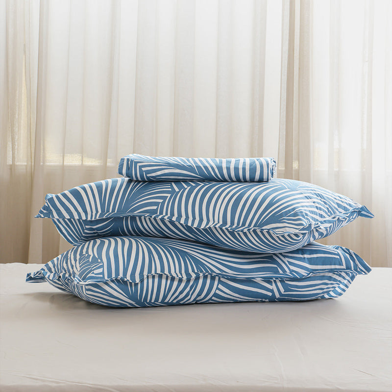 Blue Feather - Fitted Sheet (White & Blue)-4