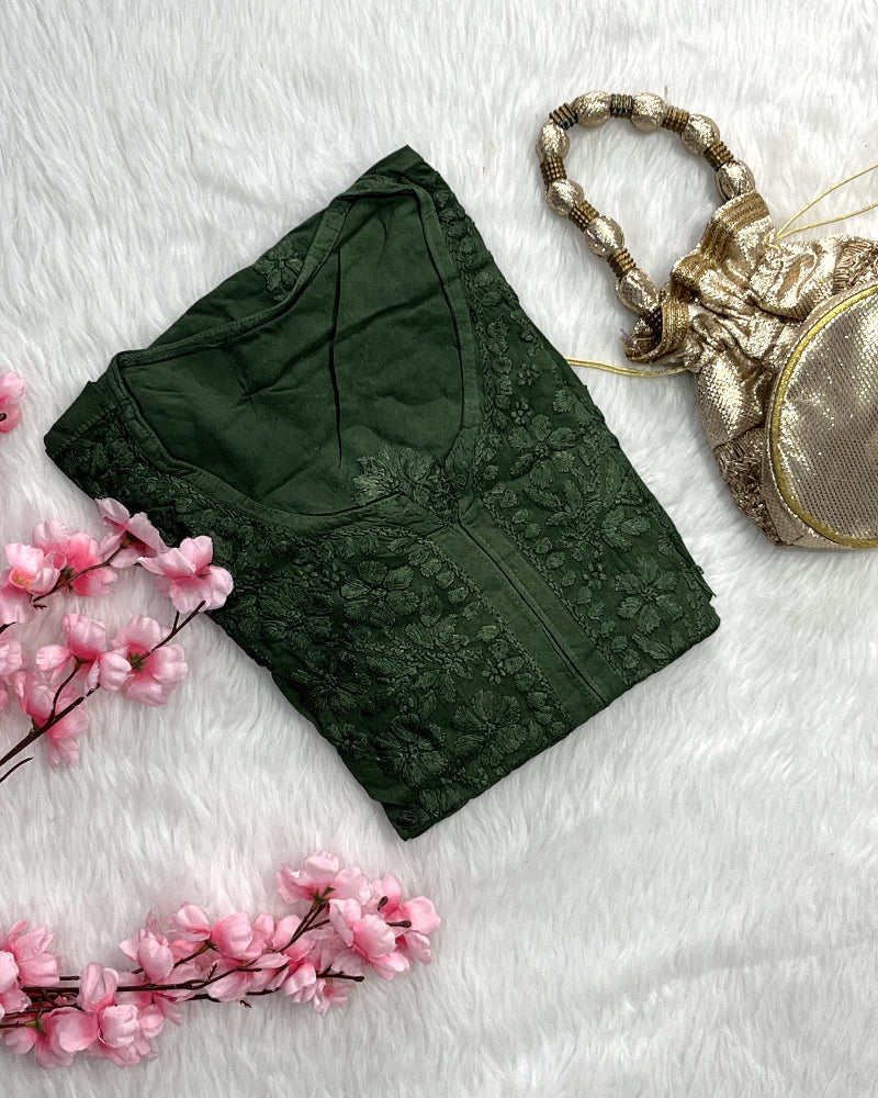 Dina | Chikankari Rayon Long Kurti