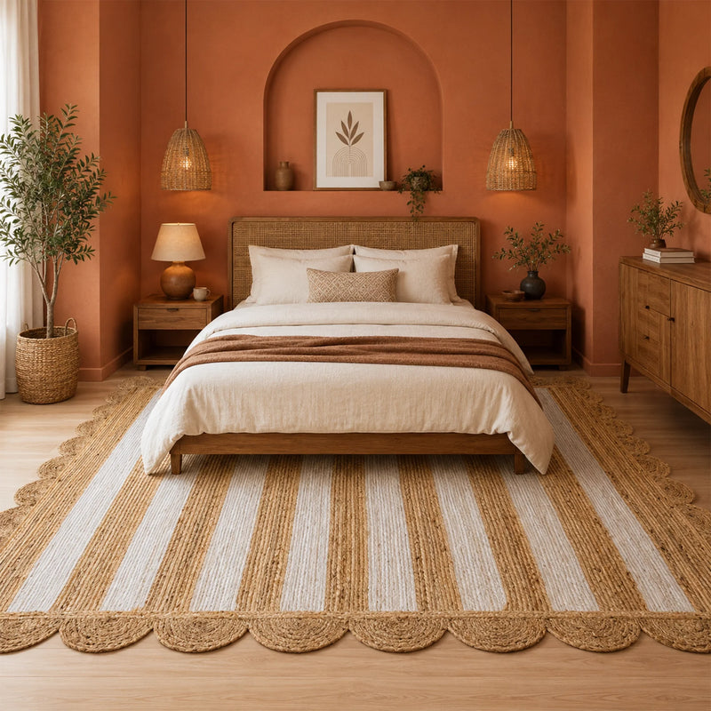 Scalloped Stripe Jute Area Rug - Rectangular-30