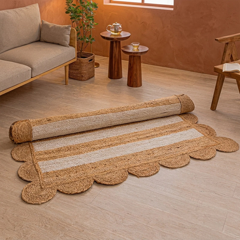 Scalloped Stripe Jute Area Rug - Rectangular-16