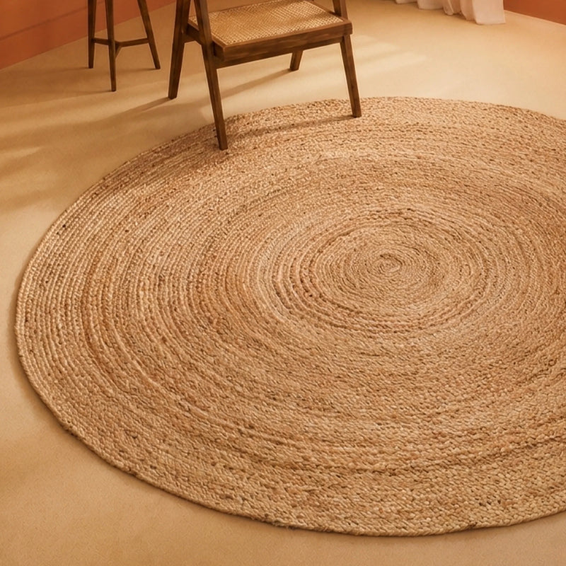 Solid Braided Jute Area Rug - Round-16