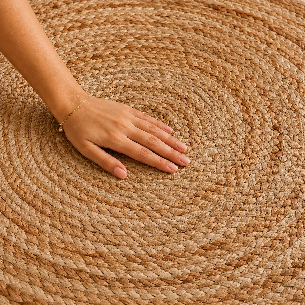 Solid Braided Jute Area Rug - Round-10