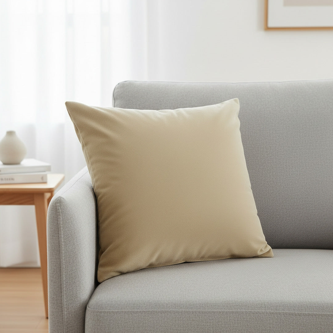 Fort Royal - Velvet Solid Dye Cushion Cover (Beige)-1