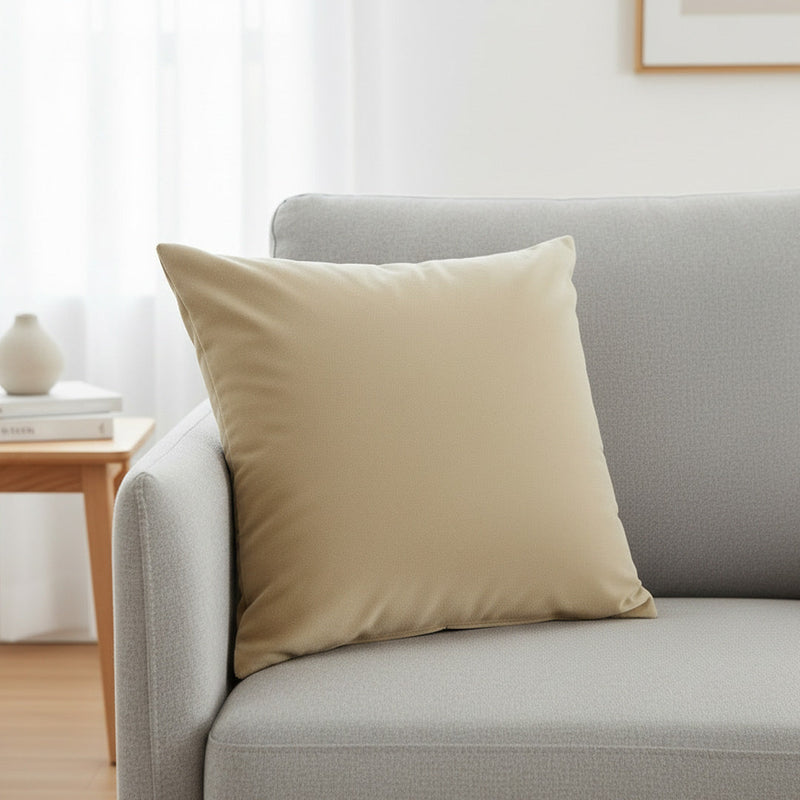 Fort Royal - Velvet Solid Dye Cushion Cover (Beige)-1