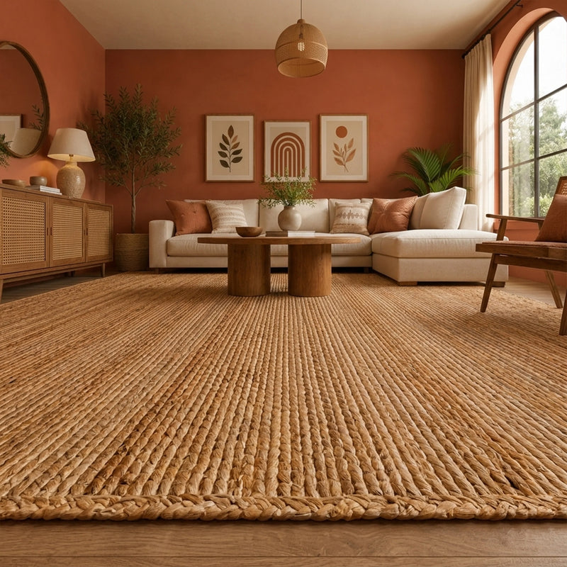Solid Braided Jute Area Rug - Rectangular-11