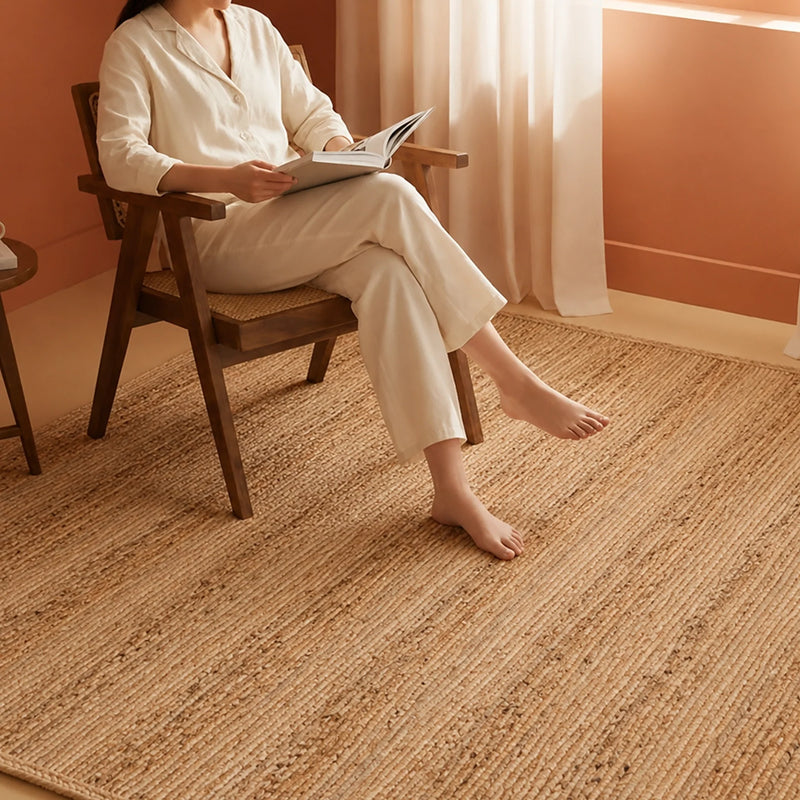 Solid Braided Jute Area Rug - Rectangular-5
