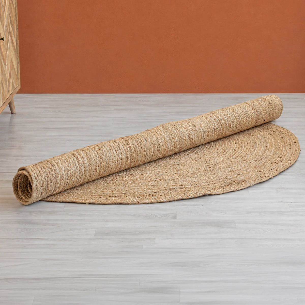 Solid Braided Jute Area Rug - Oval-5